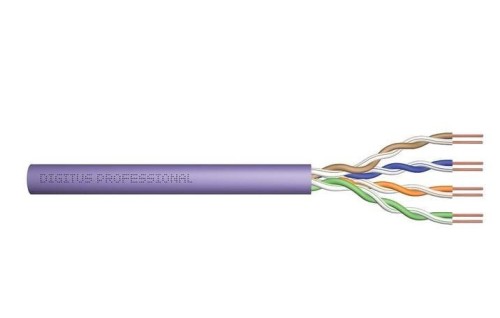 Digitus Kabel teleinformatyczny, instalacyjny, U/UTP kat.6, drut, miedziany, PVC, 305m, fioletowy